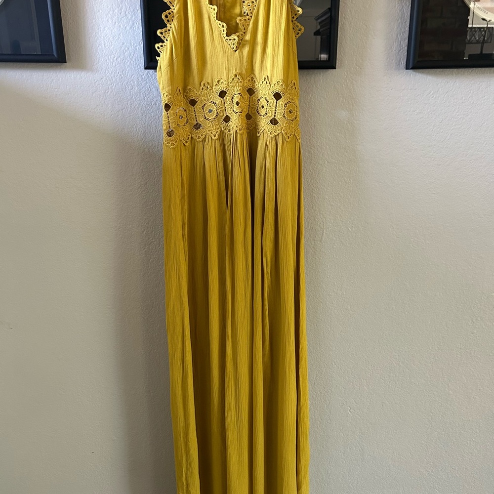 Yellow Lace Trim Women's Top